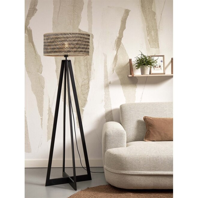 Good&Mojo Vloerlamp Java 4-poot bamboe frame zwart