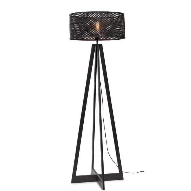 Good&Mojo Vloerlamp Java 4-poot bamboe frame zwart