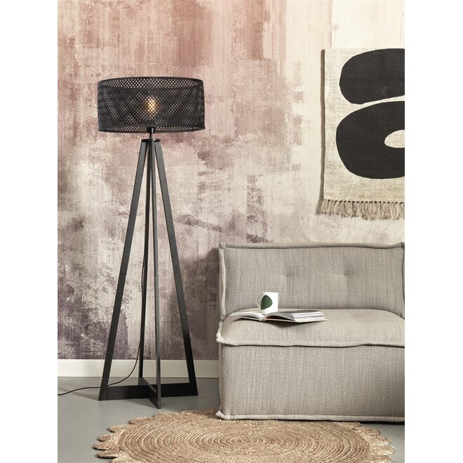 Good&Mojo Vloerlamp Java 4-poot bamboe frame zwart