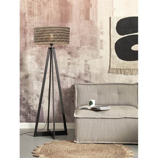 Good&Mojo Vloerlamp Java 4-poot bamboe frame zwart