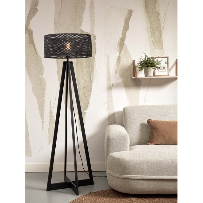 Good&Mojo Vloerlamp Java 4-poot bamboe frame zwart