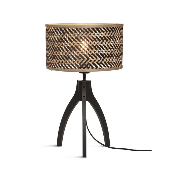Good&Mojo Tafellamp Java 3-poot bamboe naturel/zwart frame zwart