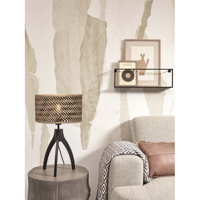 Good&Mojo Tafellamp Java 3-poot bamboe naturel/zwart frame zwart
