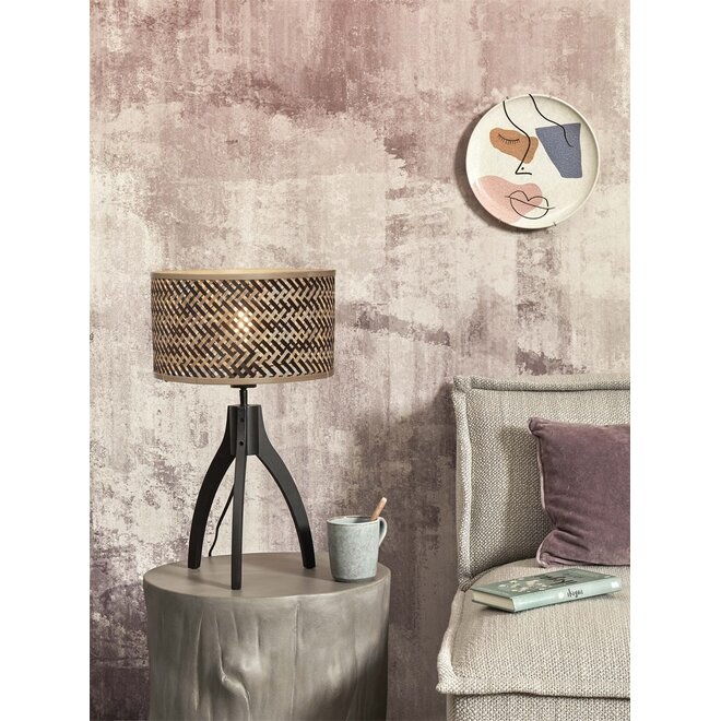 Good&Mojo Tafellamp Java 3-poot bamboe naturel/zwart frame zwart