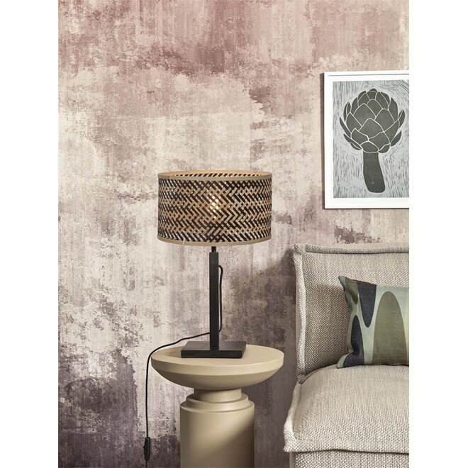 Good&Mojo Tafellamp Java recht bamboe naturel/zwart frame zwart