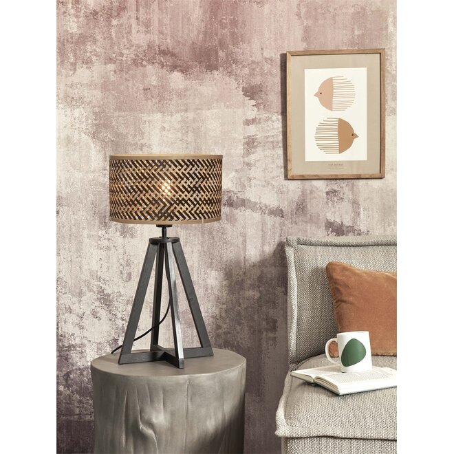 Good&Mojo Tafellamp Java 4-poot bamboe naturel/zwart frame zwart