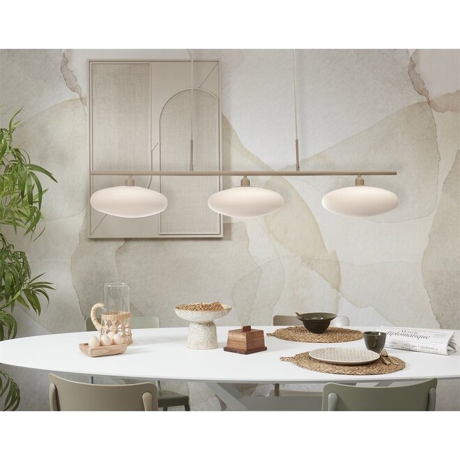 It's about RoMi Hanglamp Sapporo schijf 3 schijven glas wit/zand
