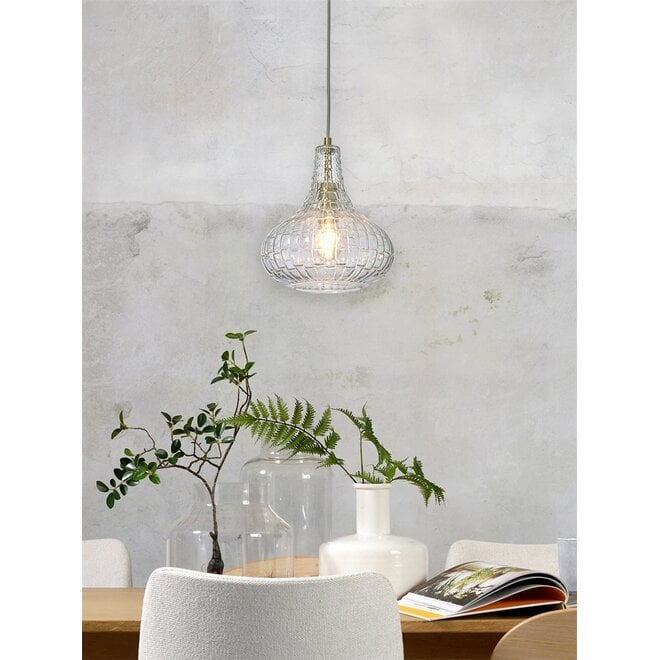 It's about RoMi Hanglamp Venice druppel glas goud/helder