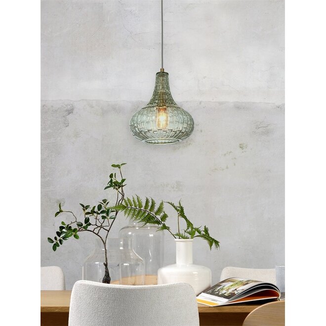 It's about RoMi Hanglamp Venice druppel glas goud/groen