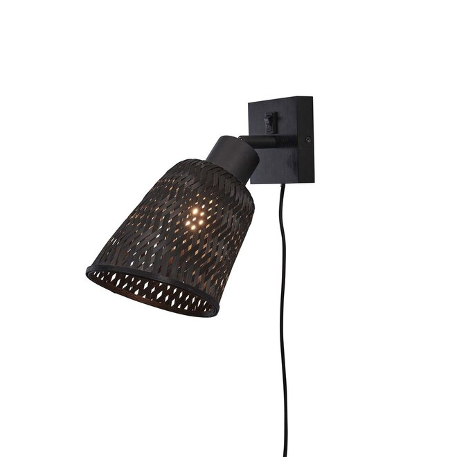 Wandlamp Java bamboe frame zwart