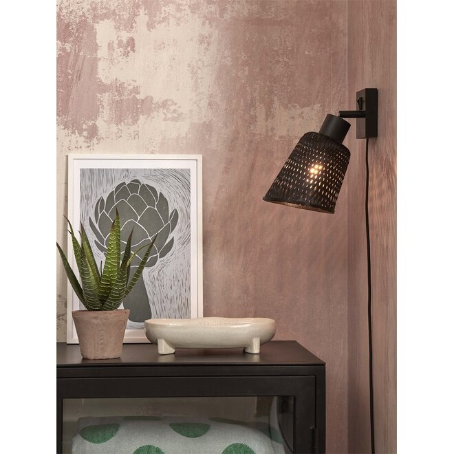 Good&Mojo Wandlamp Java bamboe frame zwart