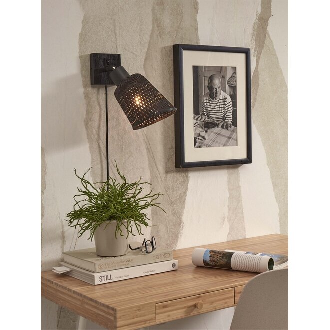 Good&Mojo Wandlamp Java bamboe frame zwart