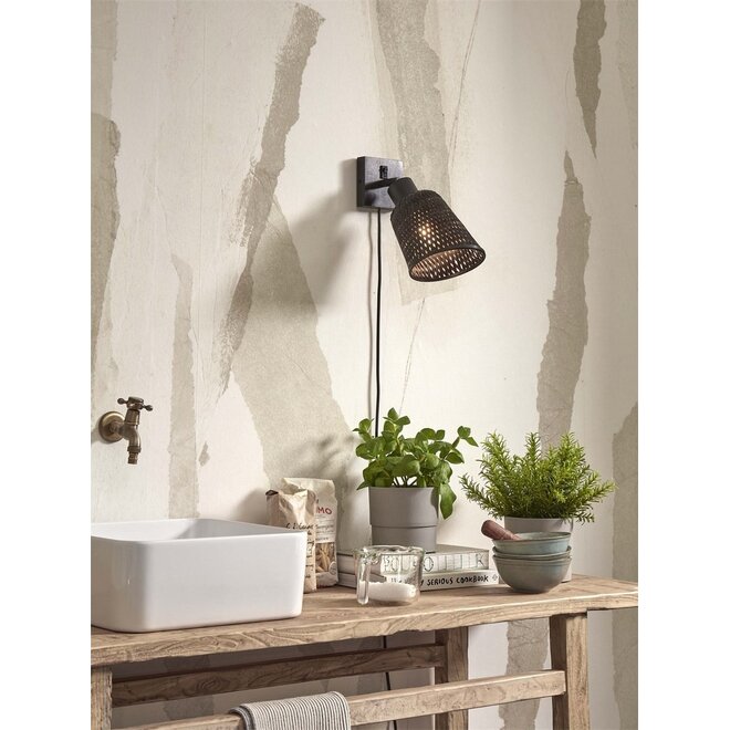Good&Mojo Wandlamp Java bamboe frame zwart