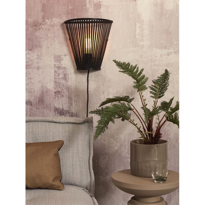 Good&Mojo Wandlamp Merapi taps bamboe zwart