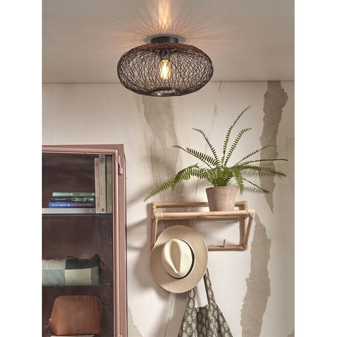 Good&Mojo Plafondlamp Cango bamboe frame zwart