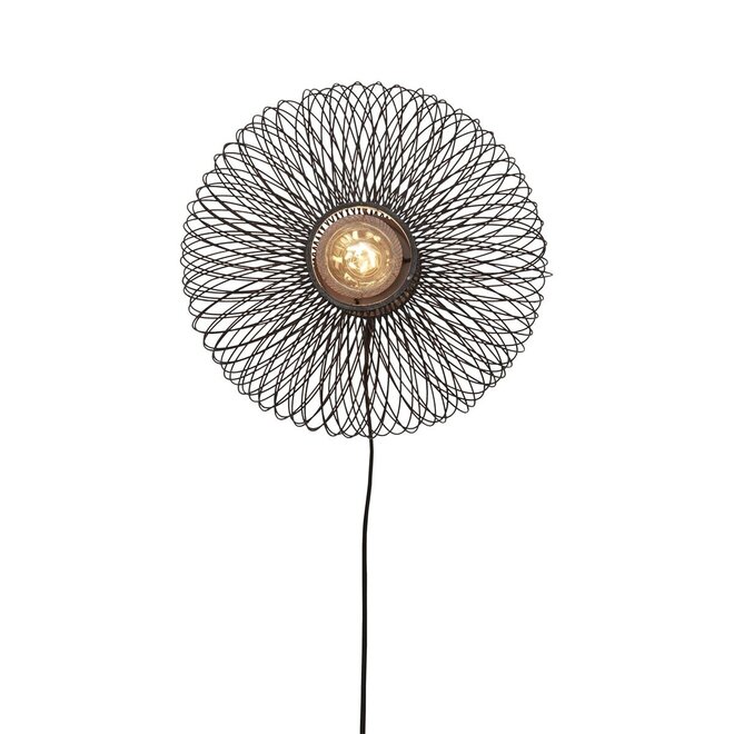 Wandlamp Cango bamboe frame zwart