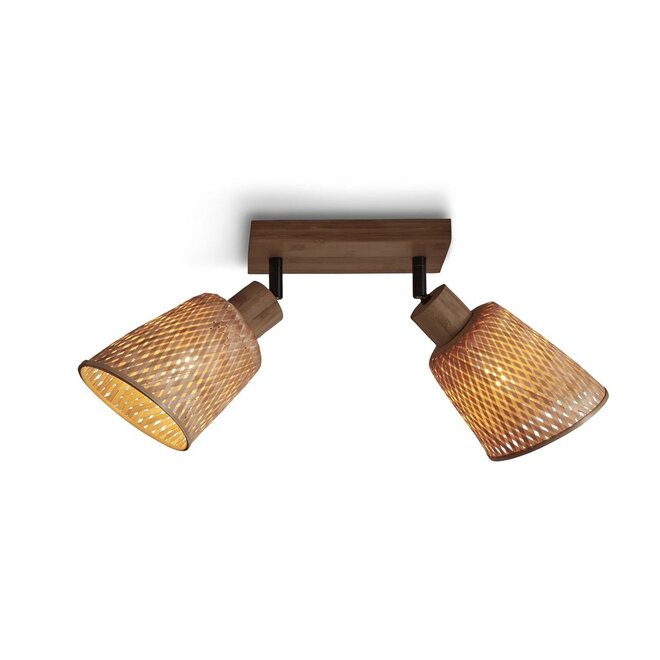 Good&Mojo Plafondlamp Java 2 kappen bamboe frame naturel