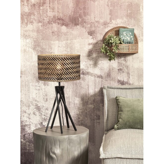 Good&Mojo Tafellamp Java 5-poot bamboe naturel/zwart frame zwart