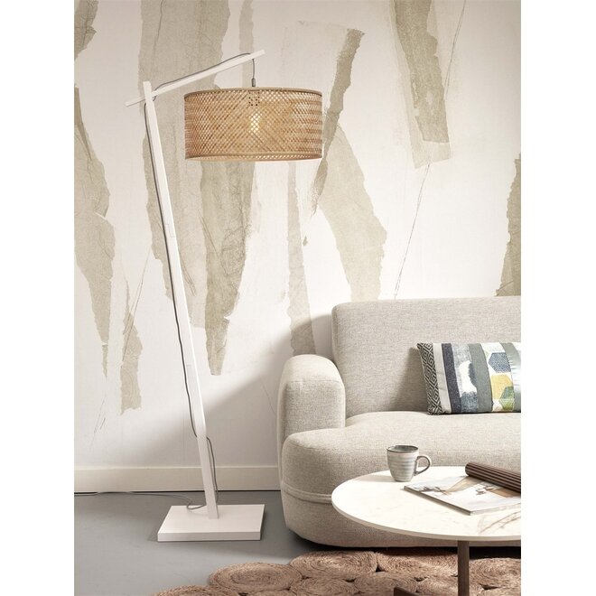 Good&Mojo Vloerlamp Java bamboe wit/naturel frame wit