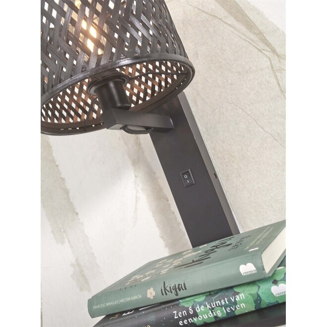 Good&Mojo Wandlamp Java met plank bamboe frame zwart