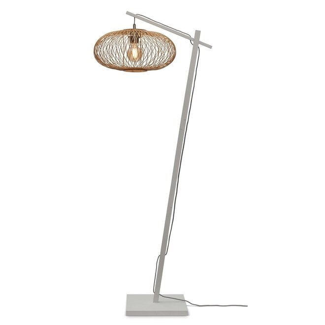 Vloerlamp Cango bamboe wit/naturel frame wit