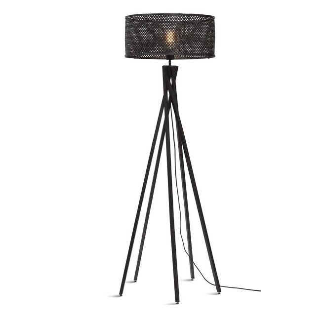 Good&Mojo Vloerlamp Java 5-poot bamboe frame zwart