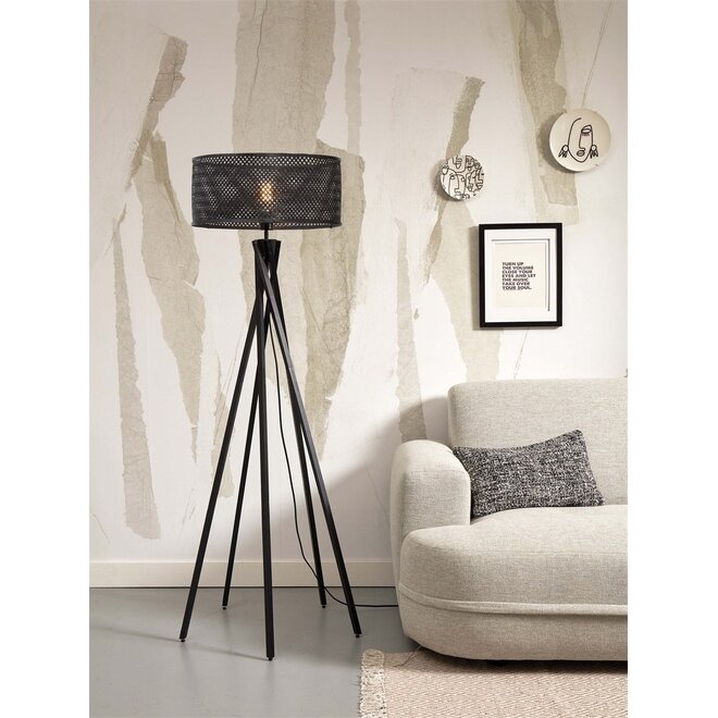 Good&Mojo Vloerlamp Java 5-poot bamboe frame zwart