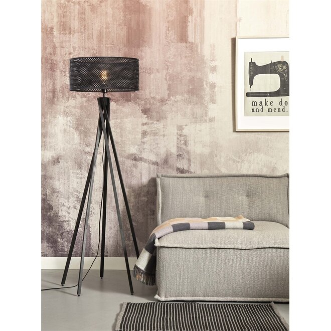 Good&Mojo Vloerlamp Java 5-poot bamboe frame zwart