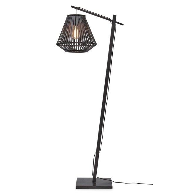 Vloerlamp Merapi bamboe zwart frame zwart