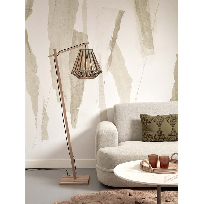 Good&Mojo Vloerlamp Merapi bamboe naturel/zwart frame naturel