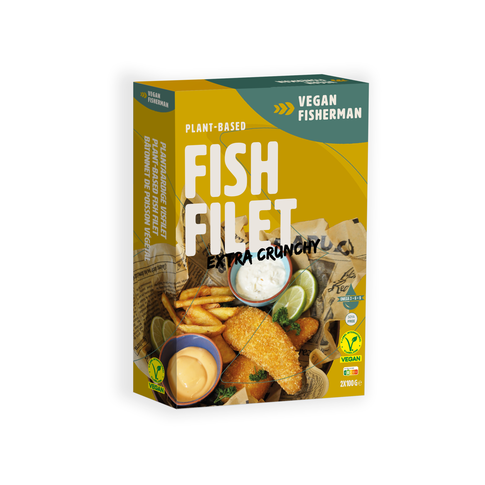 Vegan Visboer - Vegan Fisherman Tasting box: Burgers 100 gr, Filet, Fish Stick, Chunks, Shrimp, Fish Fries.