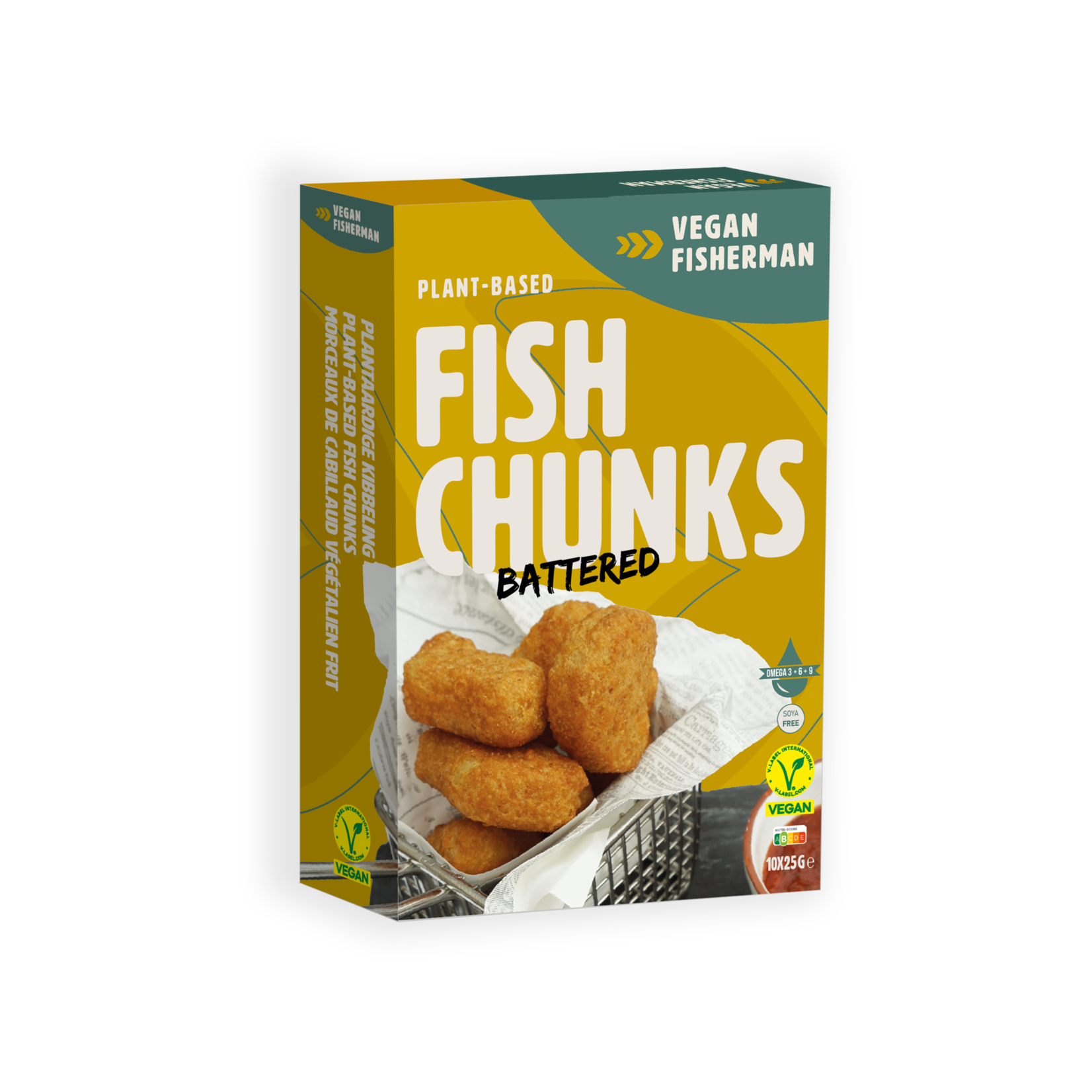 Vegan Visboer - Vegan Fisherman Snack box: Fish Nugget, Chunks, Shrimp, Fish Fries.