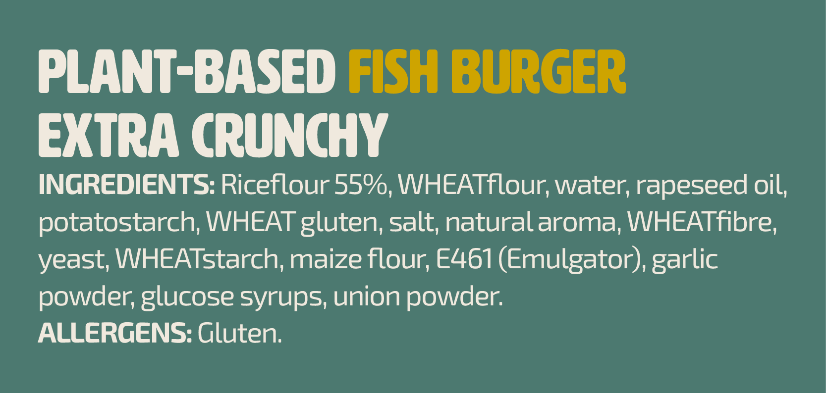 Vegan Fisherman Fish Burger Ingredients