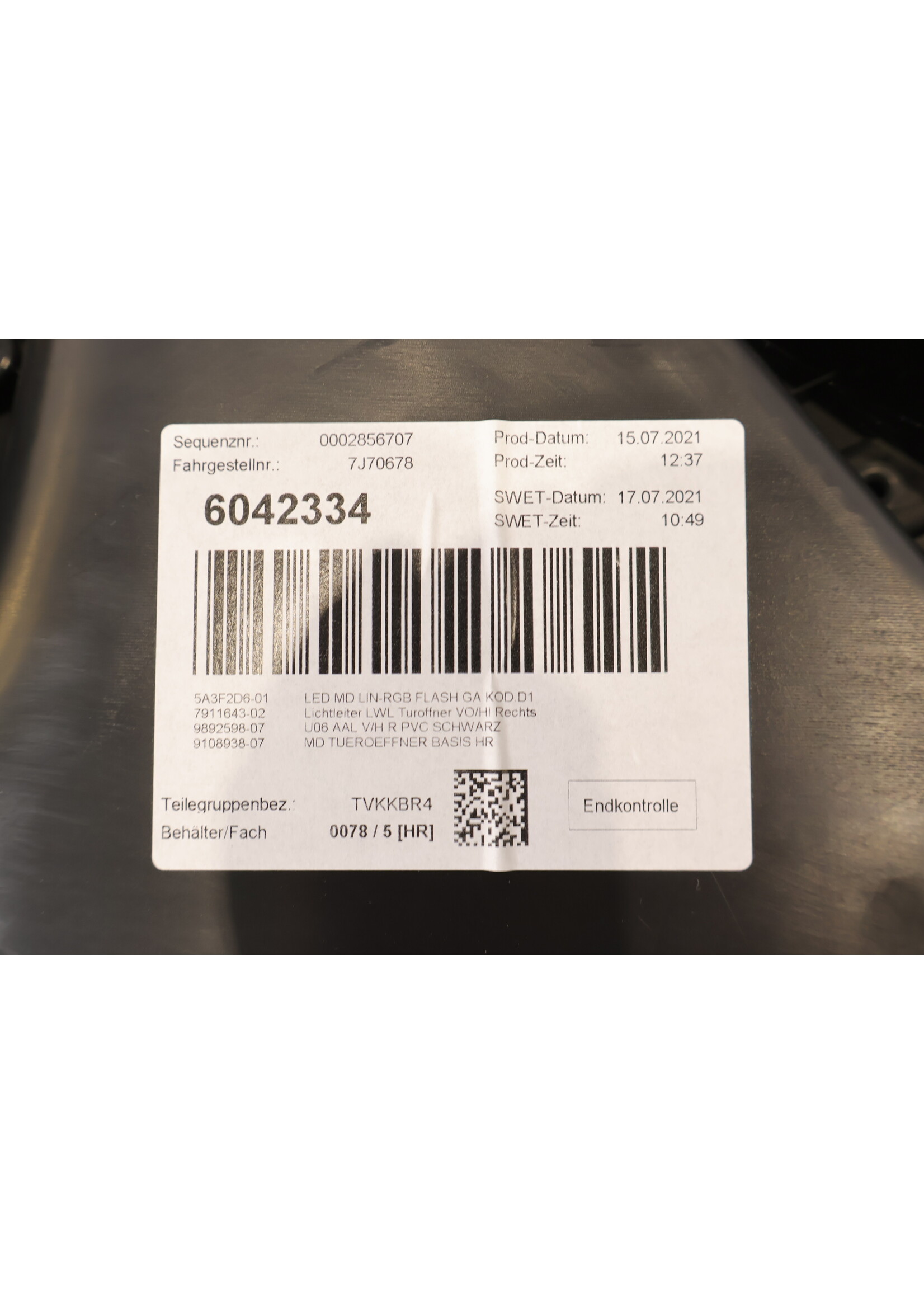 BMW BMW U06 2er Active Tourer Komplette Türverkleidung hinten rechts 51425A53324 5A53324