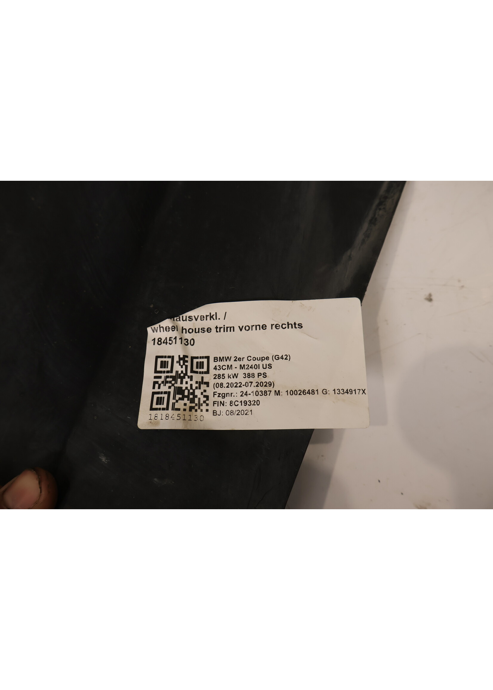 BMW BMW 2er G42 Abdeckung Radhaus Hinterteil vorn rechts 8493726 51718493726
