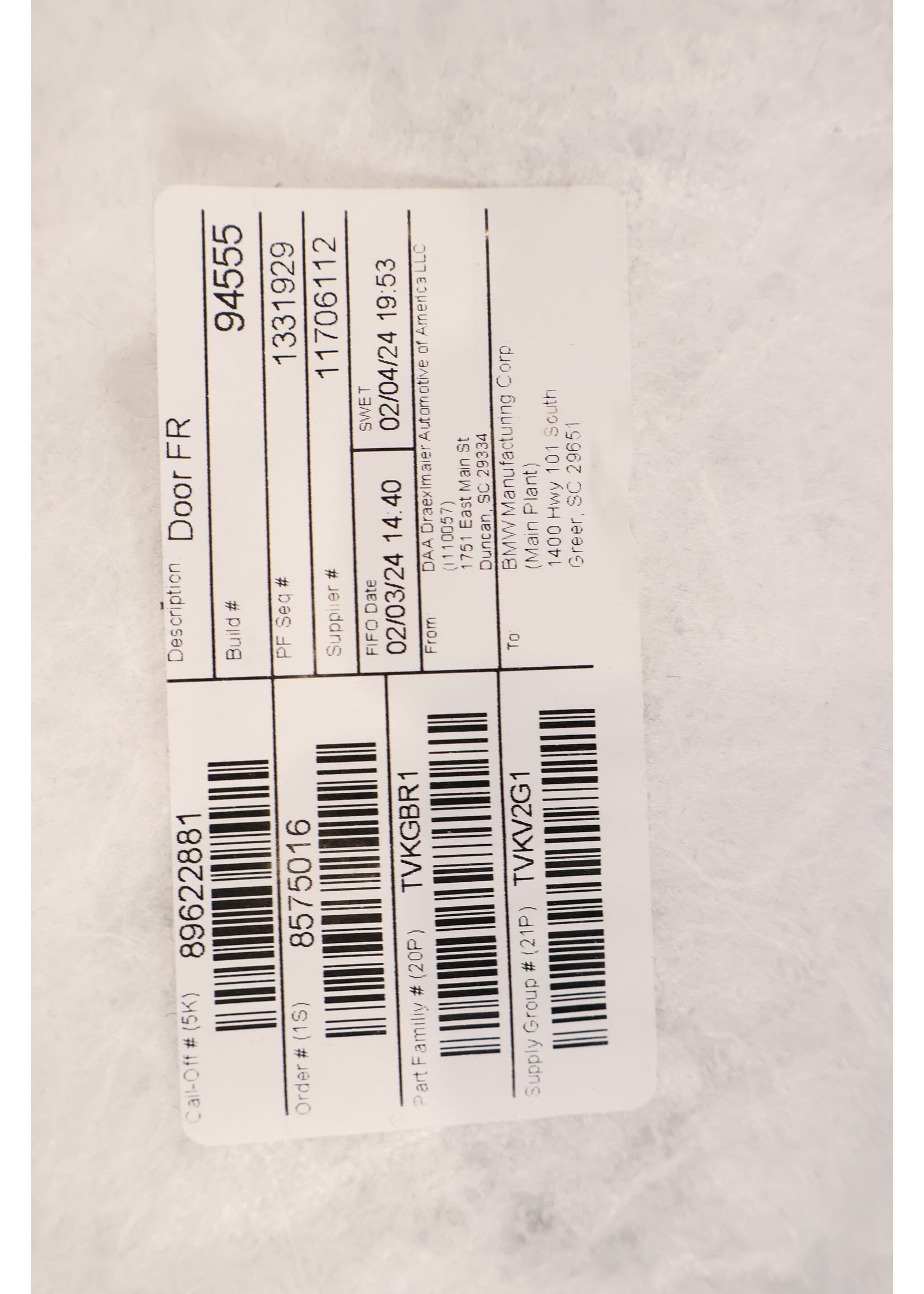 BMW BMW X5 G05 LCI Deurpaneel rechts voor 51415A83058 5A83058