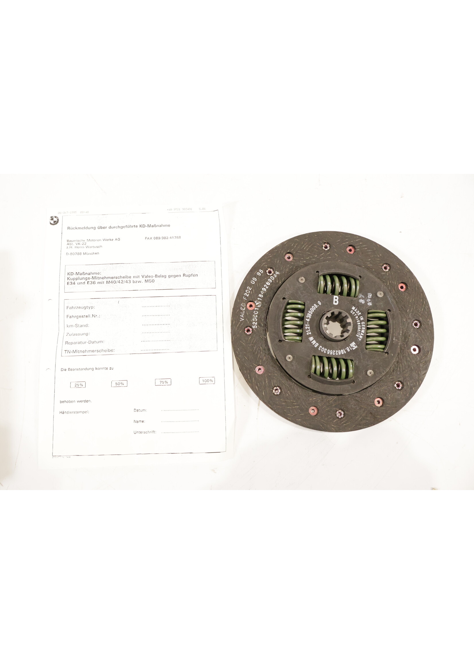 BMW BMW 3 & 5 Serie E34 E36 OEM Koppeling schijf / plaat NIEUW! 21211223008 1223008