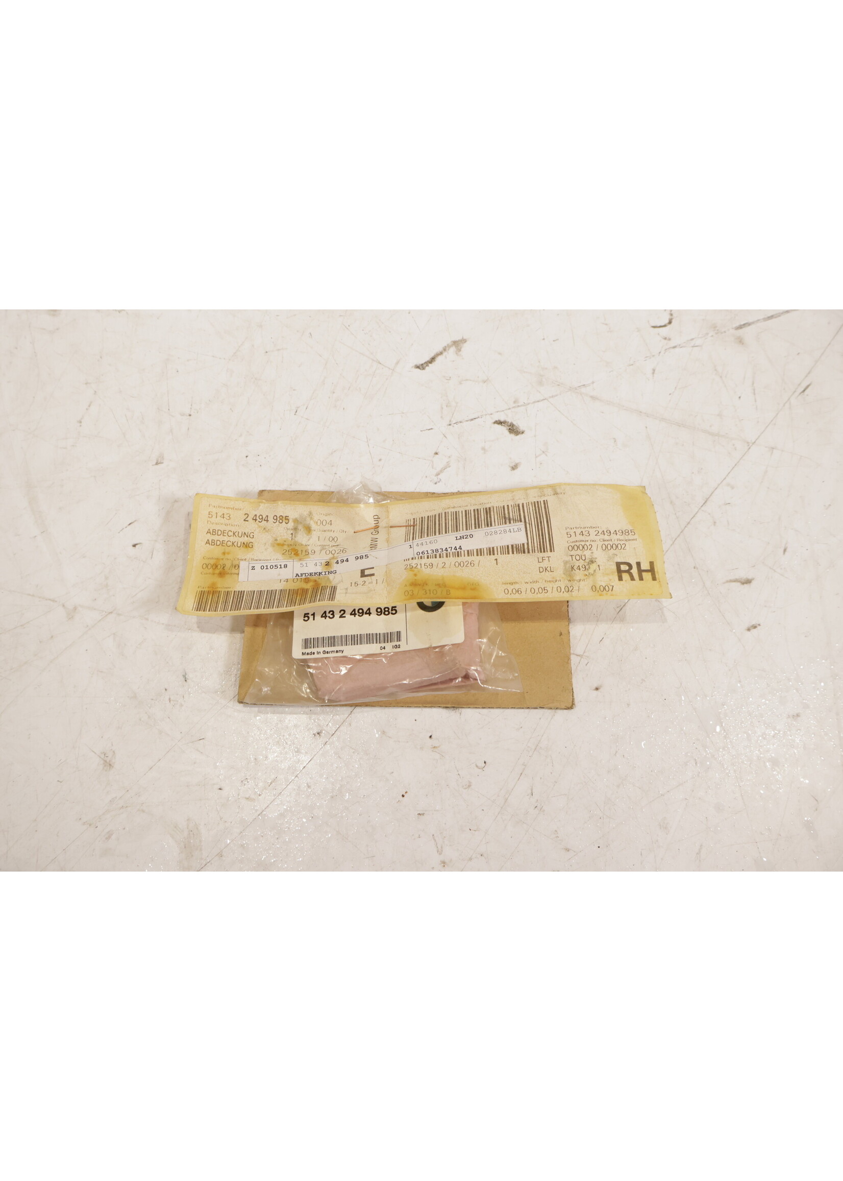 BMW BMW E36 3 Serie Cabrio OEM Bevestiging afdekking NIEUW! 51432494986