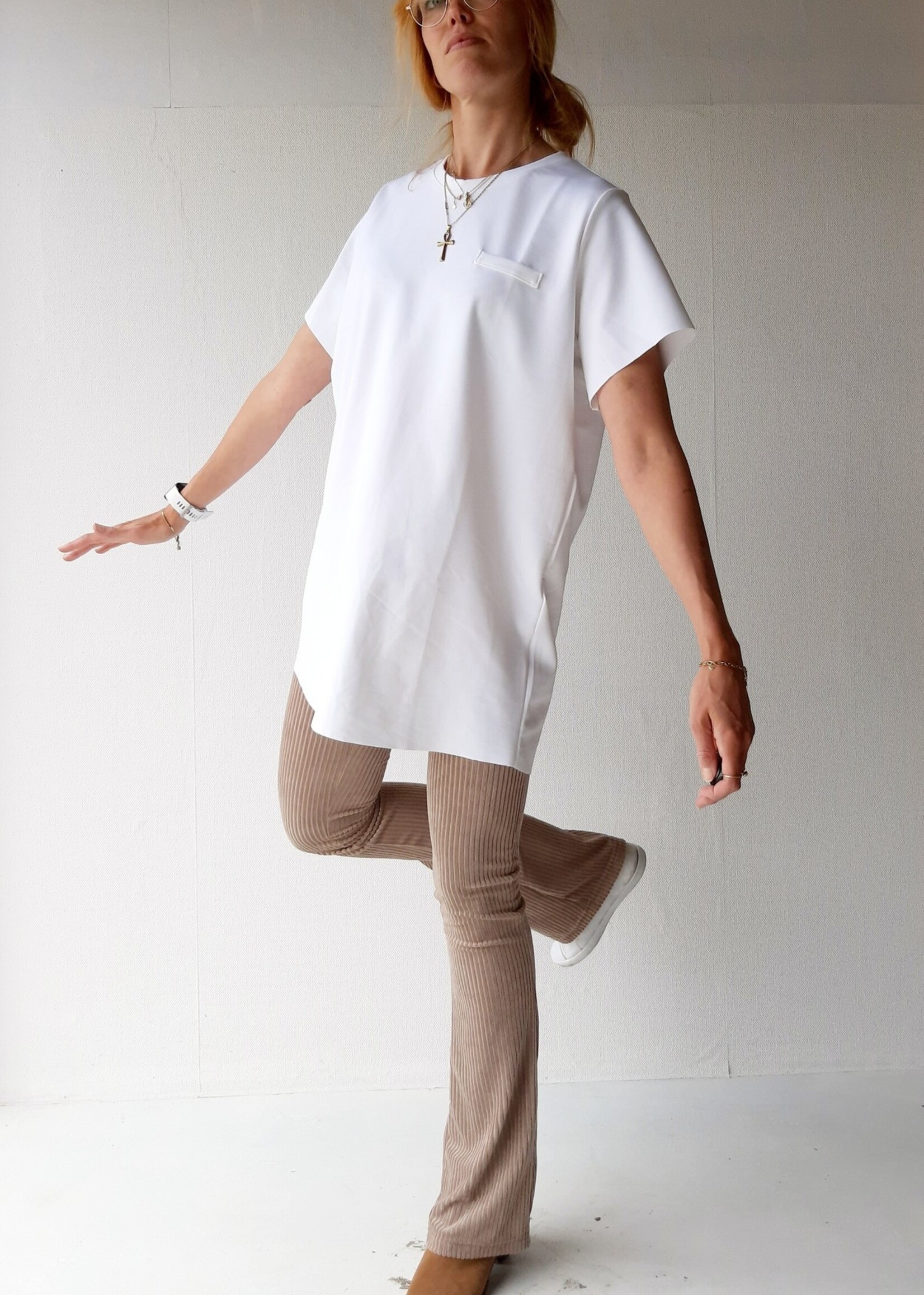 MadameLiz Flared rib  | taupe | extra lange flared legging