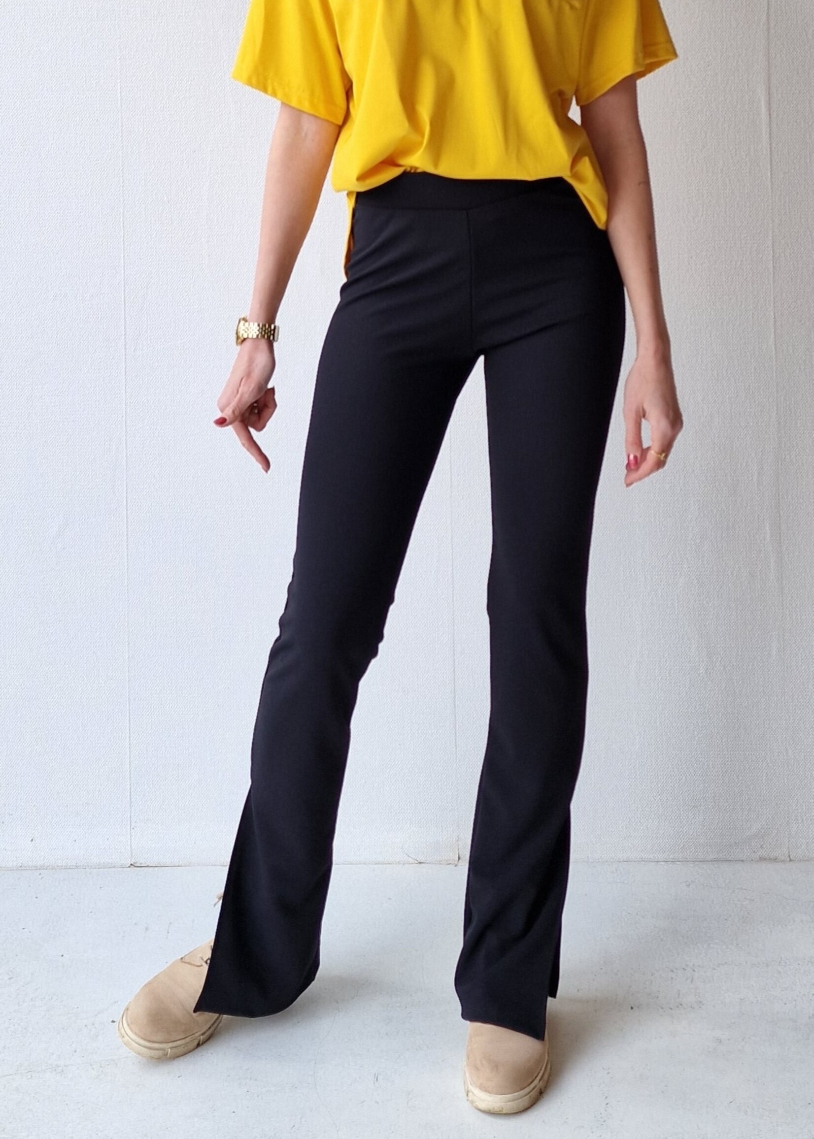 MadameLiz Broek met hoge split  | zwart | extra lang