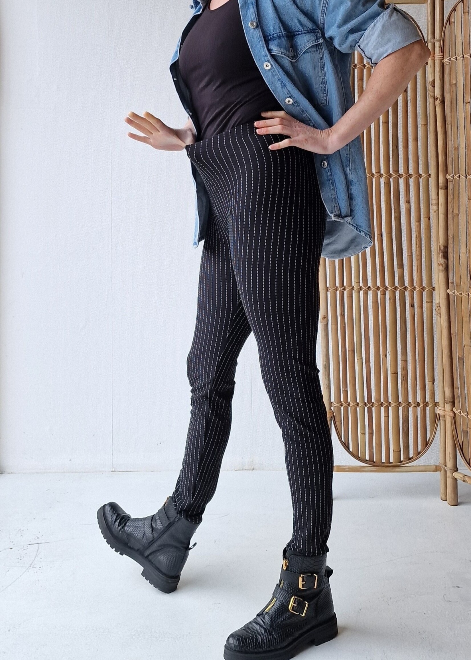 MadameLiz Lange legging | black road stripes | lengte 36