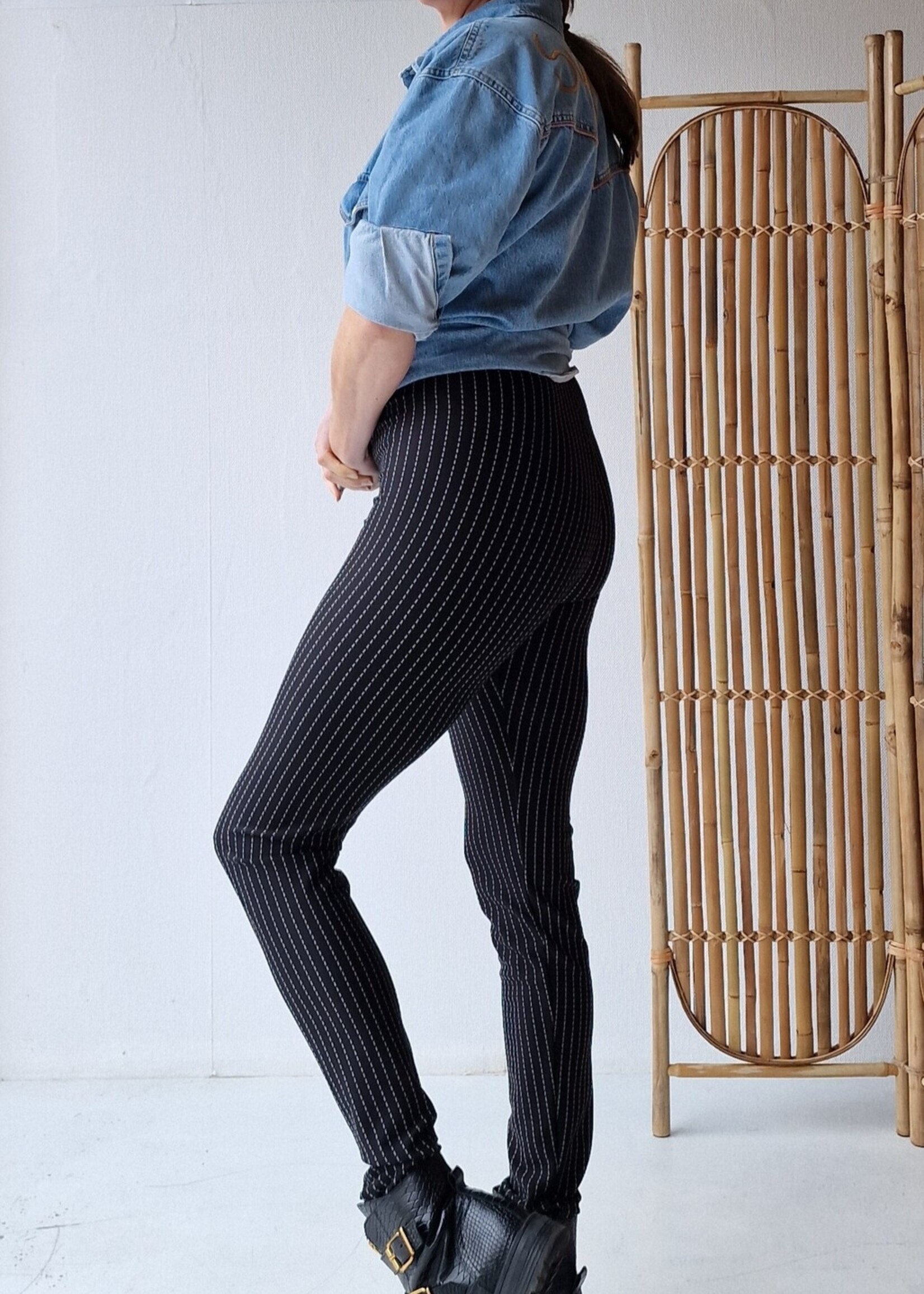 MadameLiz Lange legging | black road stripes | lengte 36