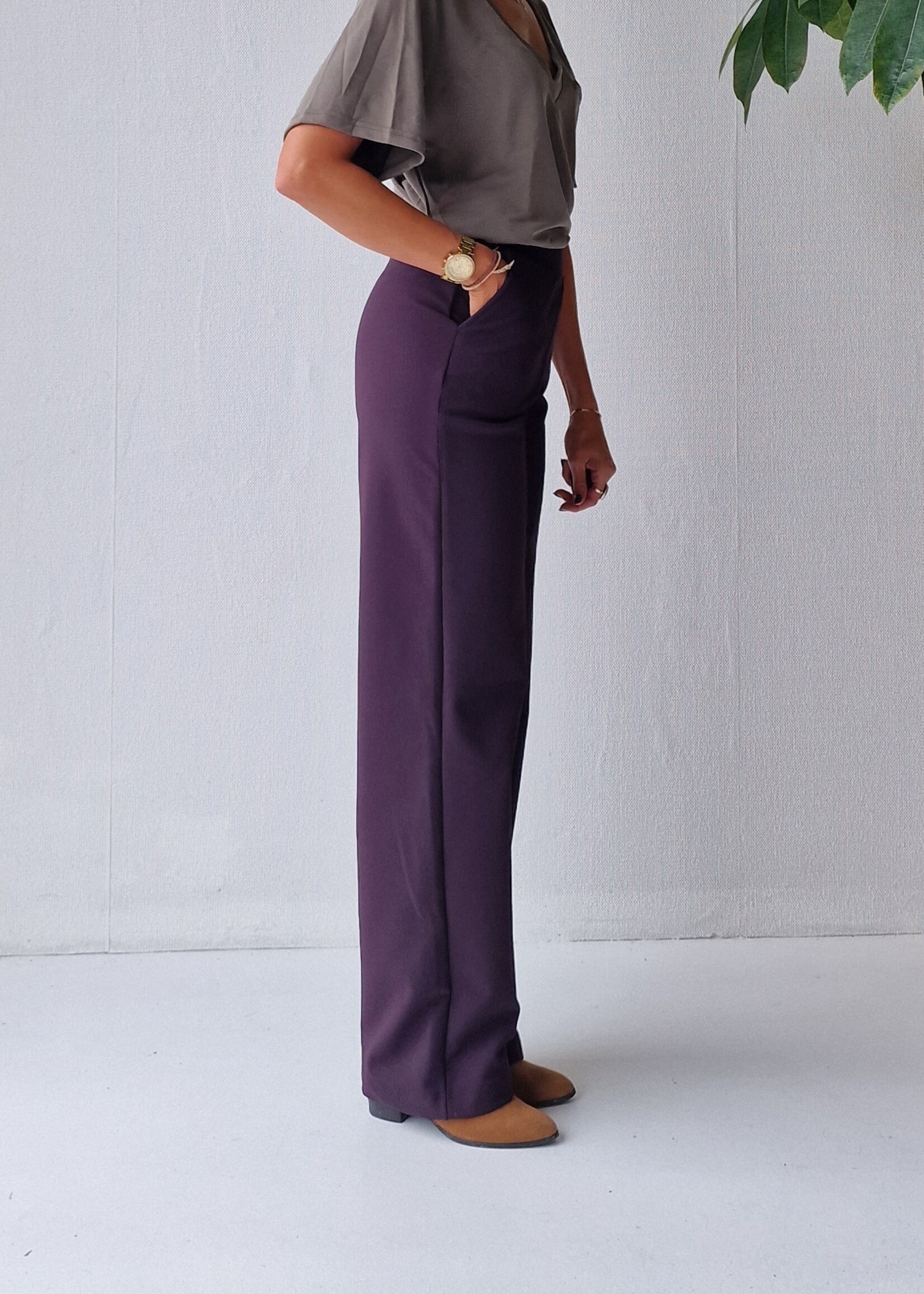 MadameLiz Wide leg in lengte "36 - Madame Liz - aubergine