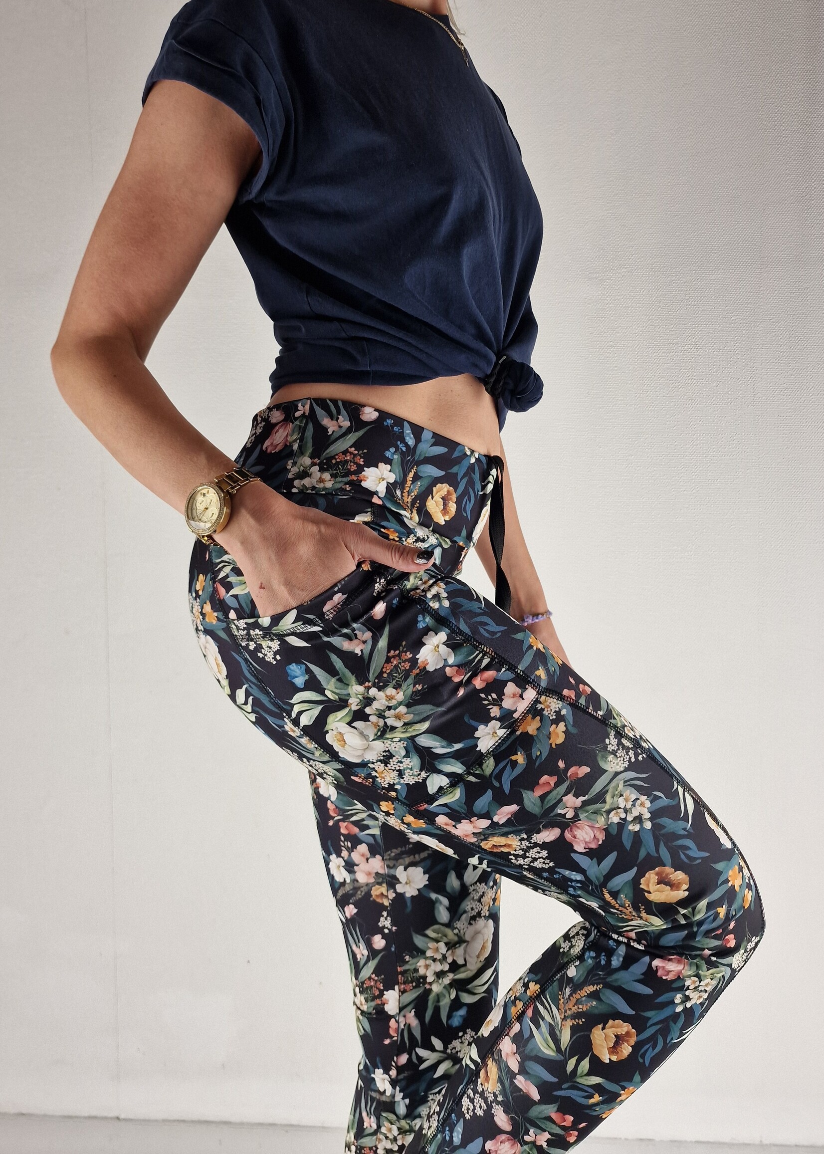 MadameLiz Long sports leggings | with side pocket | flowers
