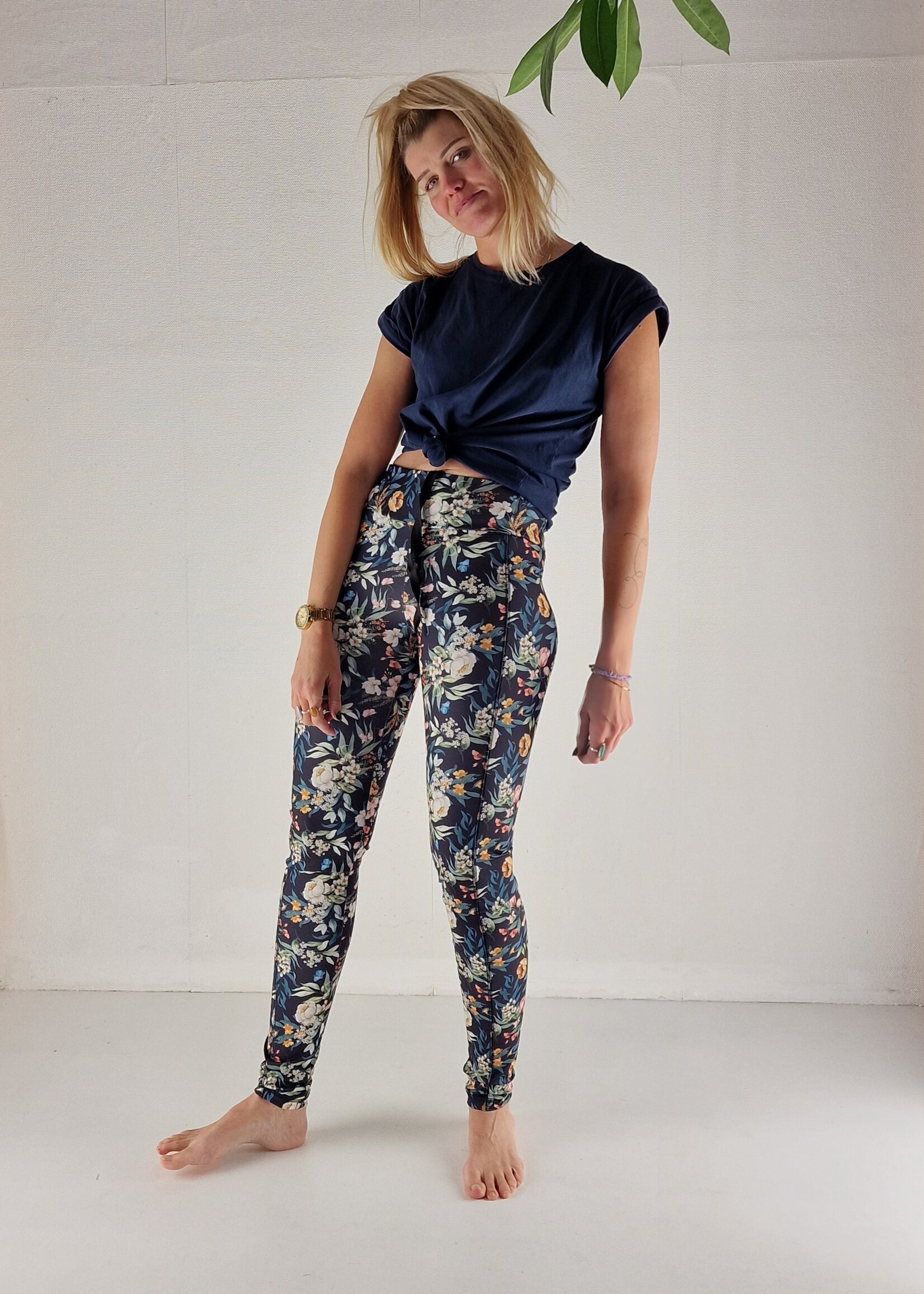 MadameLiz Long sports leggings | with side pocket | flowers