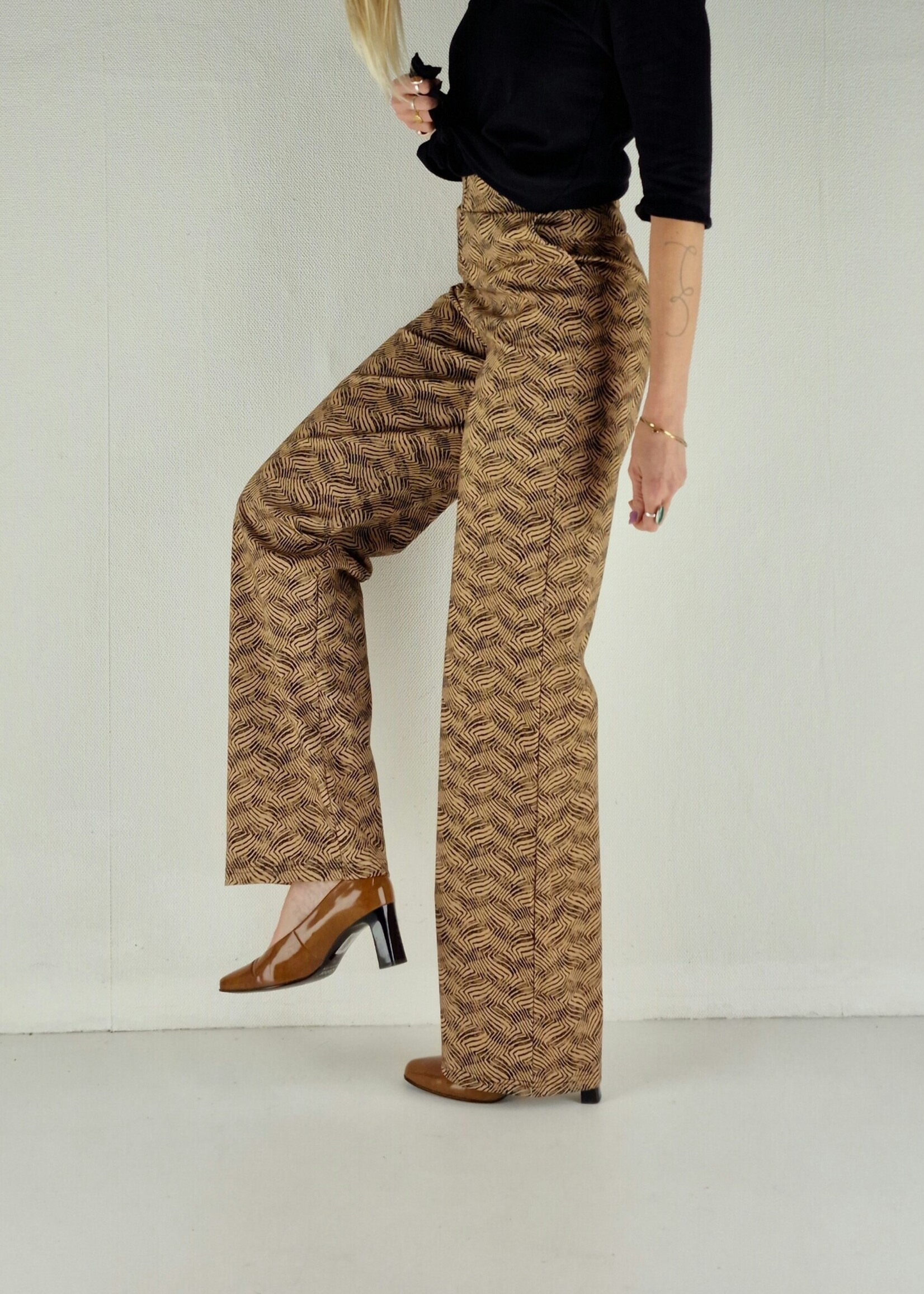 MadameLiz Wide leg | zebra brown print | tall