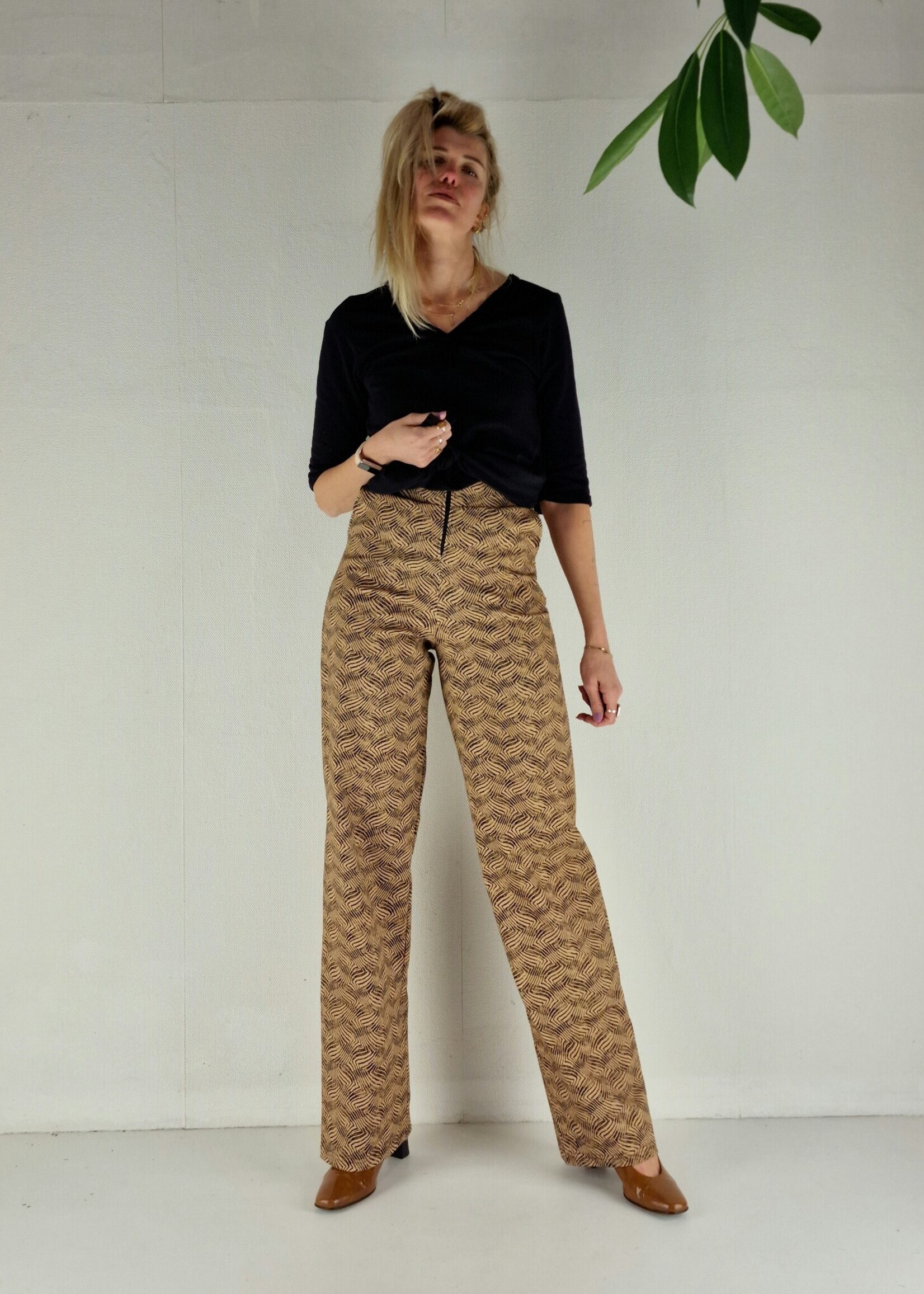 MadameLiz Wide leg | zebra brown print | extra lang