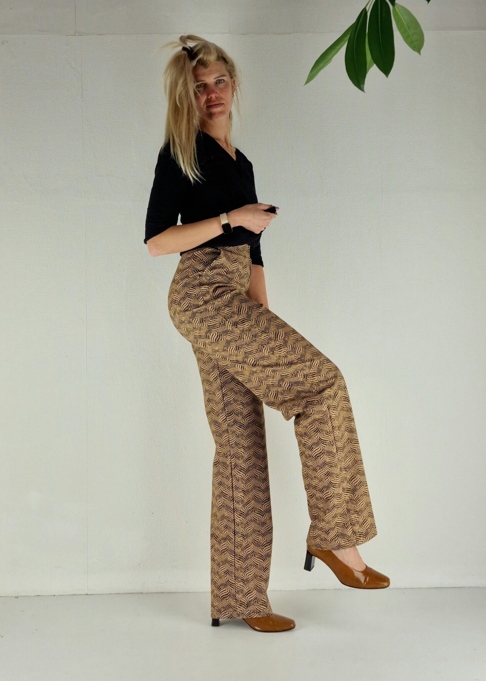 MadameLiz Wide leg | zebra brown print | extra lang