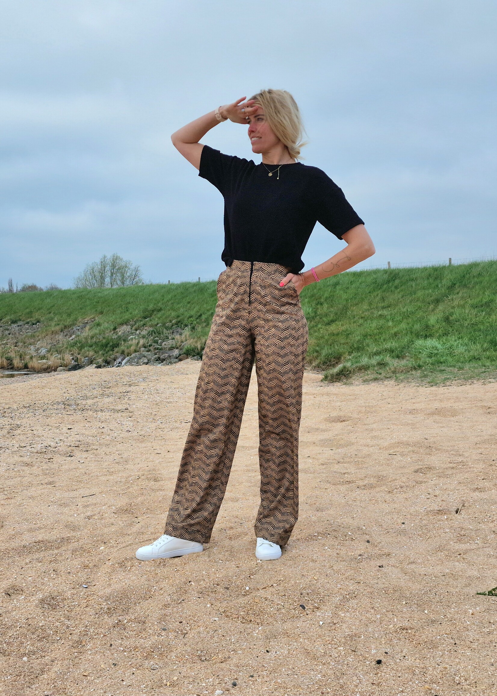 MadameLiz Wide leg | zebra brown print | extra lang