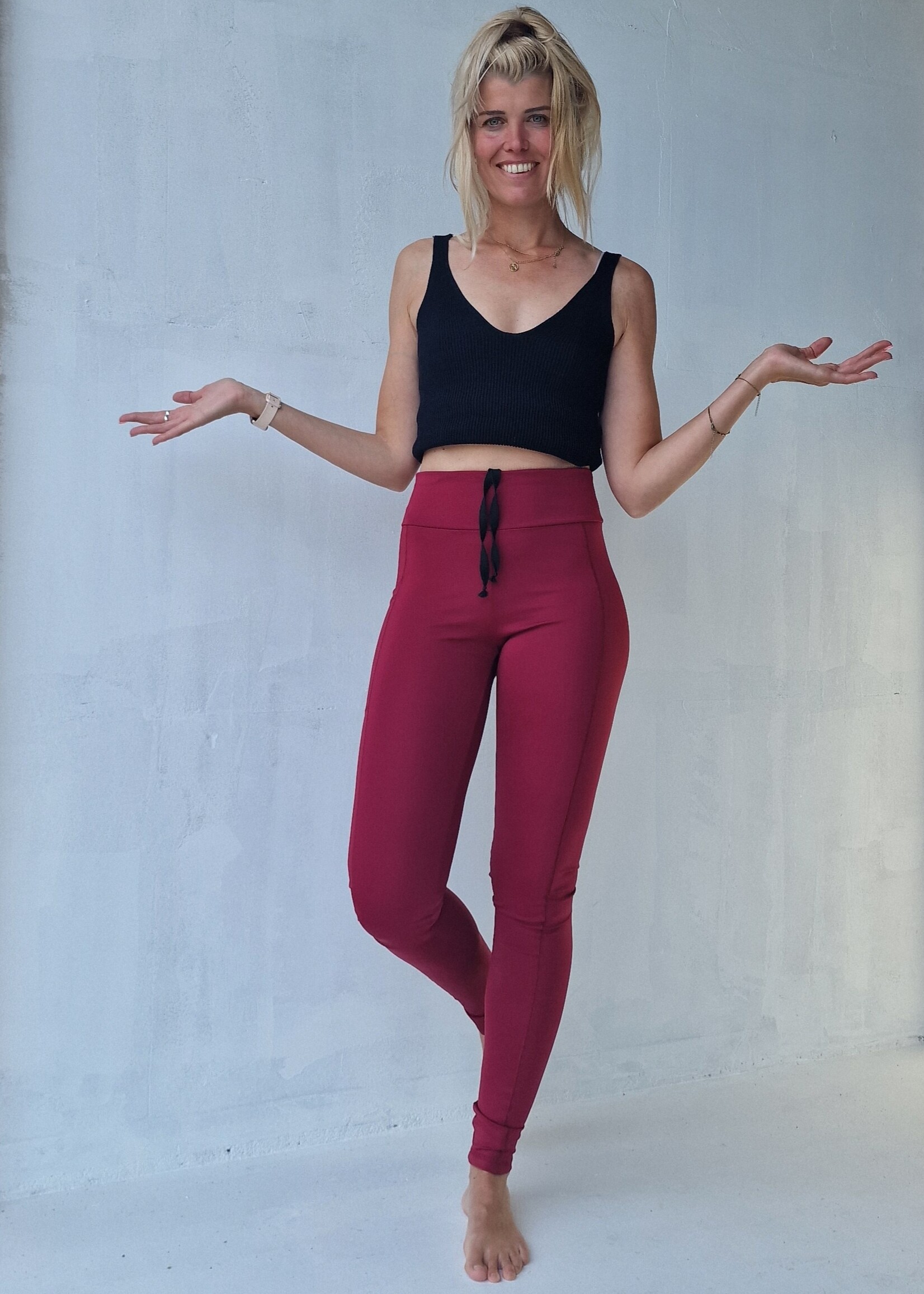 MadameLiz Long sports leggings | with side pocket | red wine